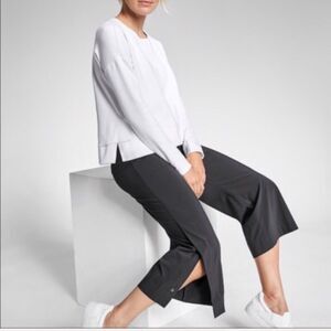 ATHLETA Tribeca Wide Leg Crop Pant UPF 50+ Wrinkle Resistant Black 0